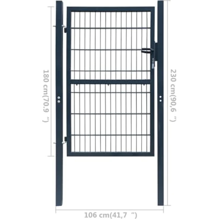 VidaXL 2D Zauntor (Einzeltor) anthrazitgrau 106 x 230 cm – Bild 3