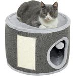 PawHut Kratztonne, 30 cm Hoch Katzentonne mit Höhle, Kratzbaum, Katzenturm aus Sisal, Cremeweiß, für Katze bis 5 kg