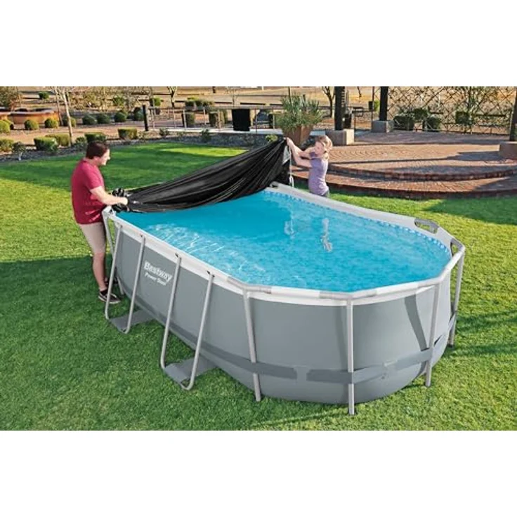 Bestway PVC-Abdeckplane 418 x 230 cm, schwarz, oval – Bild 2