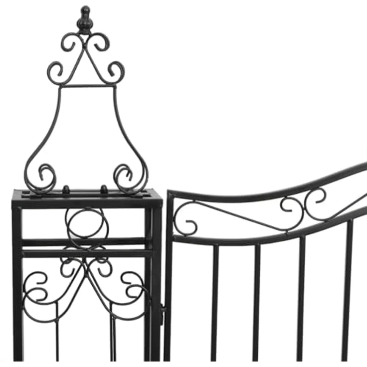 vidaXL Gartentor, Schmiedeeisen, schwarz, abschließbar, elegantes Design – Bild 5