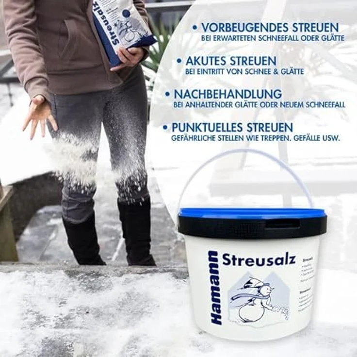 Hamann Mercatus Streusalz 10 Kg Eimer, Auftausalz, Straßensalz, Tausalz, Streumittel, Steinsalz, Streugut für rutschfreie Gehwege und Straßen – Bild 5