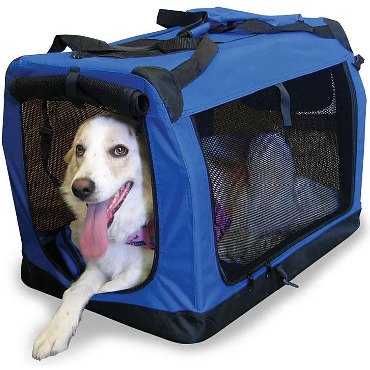 BruKa Tiertransportbox Bello Hundebox faltbar Autotransportbox Katzen Hunde, robust und stabil, Nylon Tex 600, flauschige Schaffelloptik, in Schaffelloptik - Blau