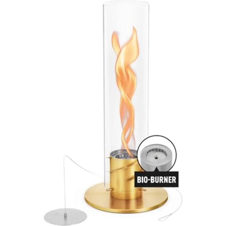 höfats - Spin 1200 Gold NEUES Modell mit verlängerter Brenndauer Dank innovativer Brenntechnologie - flüssig Bioethanolkamin, Edelstahl Tischfeuer, wärmender Tischkamin für Indoor und Outdoor – Bild 1