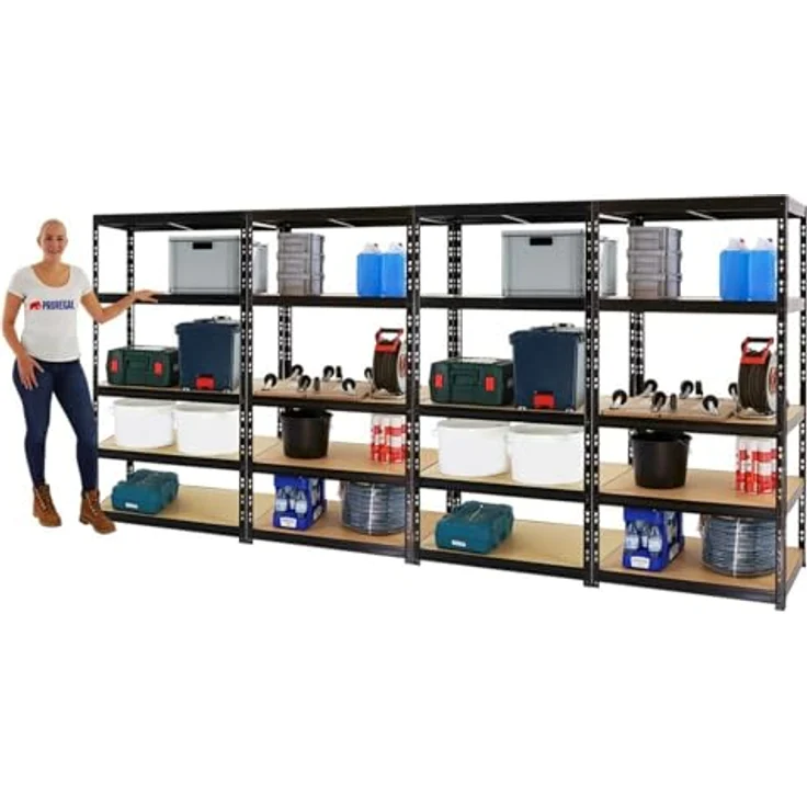 PROREGAL Mega Deal 4X Schwerlastregal Tiger Schwarz 180x90x60 cm mit Fachlast 265kg Garagenregal Kellerregal Werkstattregal Lagerregal Steckregal – Bild 3