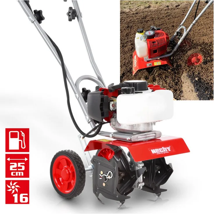 Hecht Benzinmotorhacke 752, 2 PS, 9000 U/min, 25 cm Arbeitsbreite, 19,5 cm Arbeitstiefe, leicht und ergonomisch