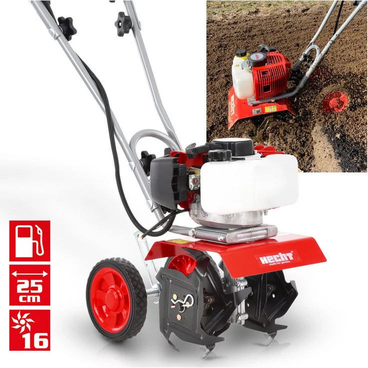 Hecht Benzinmotorhacke 752, 2 PS, 9000 U/min, 25 cm Arbeitsbreite, 19,5 cm Arbeitstiefe, leicht und ergonomisch