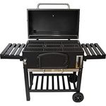 Monster Shop XXL Holzkohlegrill BBQ Smoker Grillwagen Schwarz Edelstahl mit Einstellbarem Ofenthermometer, Ablagen, Aufhängehaken, Flaschenöffner, Rädern und Abdeckung - Garten Terrasse Drahtbürste inklusive - Preisvergleich