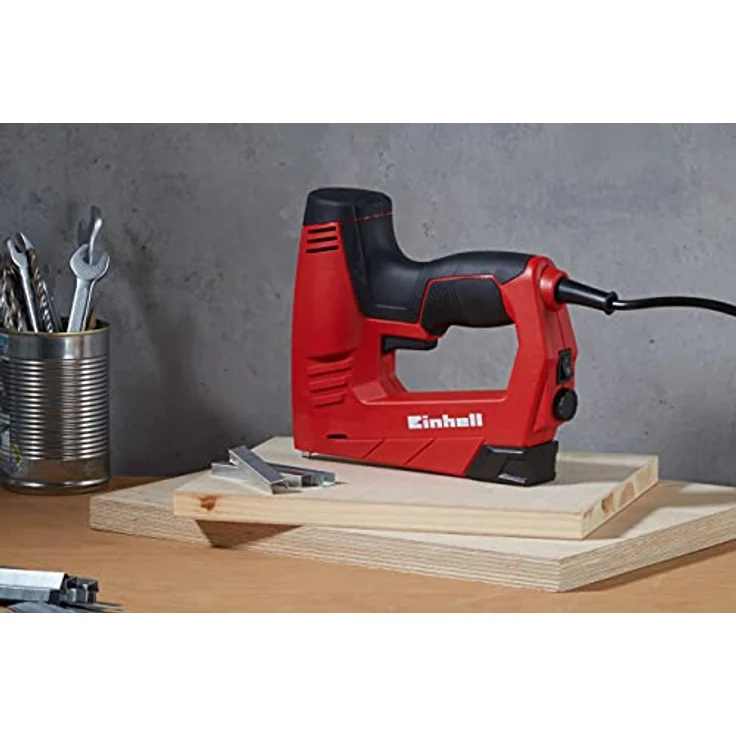Einhell Elektrotacker TC-EN 20 E (für Klammern Typ 53, Nägel Typ 47, elektronische Schlagkraftvorwahl, Sicherheitsnase, inkl. 1000 Klammern-500 Nägel) – Bild 8