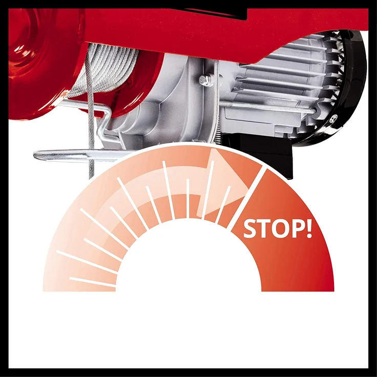 Einhell Seilhebezug TC-EH 600 (1050 W, Tragkraft ohne Umlenkrolle 300 kg auf 18 m-mit Umlenkrolle 600 kg auf 9 m, 18 m Drahtseil (Ø 4,5 mm), inkl. Sicherheitsbügel am Lasthaken) – Bild 4
