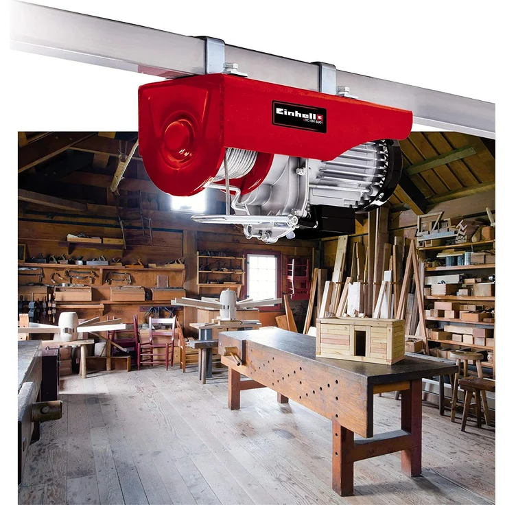 Einhell Seilhebezug TC-EH 600 (1050 W, Tragkraft ohne Umlenkrolle 300 kg auf 18 m-mit Umlenkrolle 600 kg auf 9 m, 18 m Drahtseil (Ø 4,5 mm), inkl. Sicherheitsbügel am Lasthaken) – Bild 2