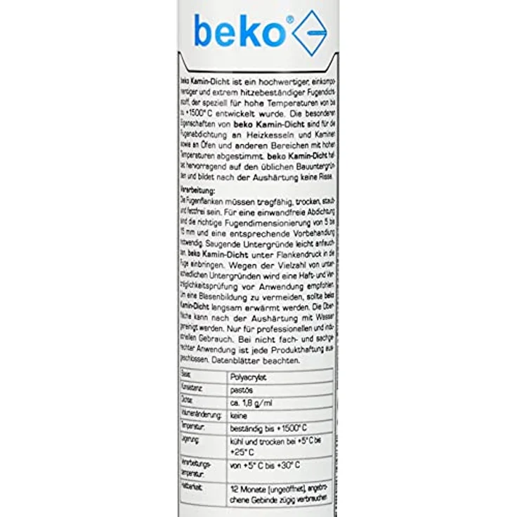 beko Kamin-Dicht 310 ml schwarz, Hitzebeständiger Spezial-Dichtstoff bis +1.500° C, Aushärtezeit 4-5 mm/Tag – Bild 3