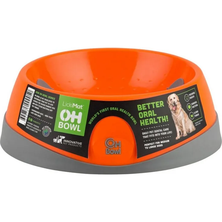 LickiMat Futternapf Lickimat OH Bowl - Schlecknapf für Hunde - Medium, Orange, Spülmaschinenfest