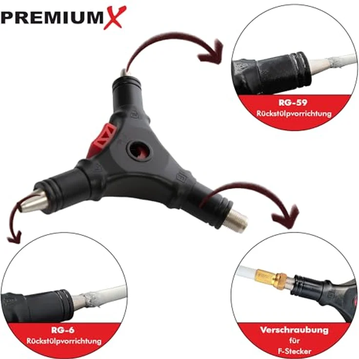 PremiumX Abisolierer CS-400, 4-in-1 Universal Multitool für RG59 und RG6 Koaxialkabel, Entmanteler mit komfortabler Handhabung – Bild 4