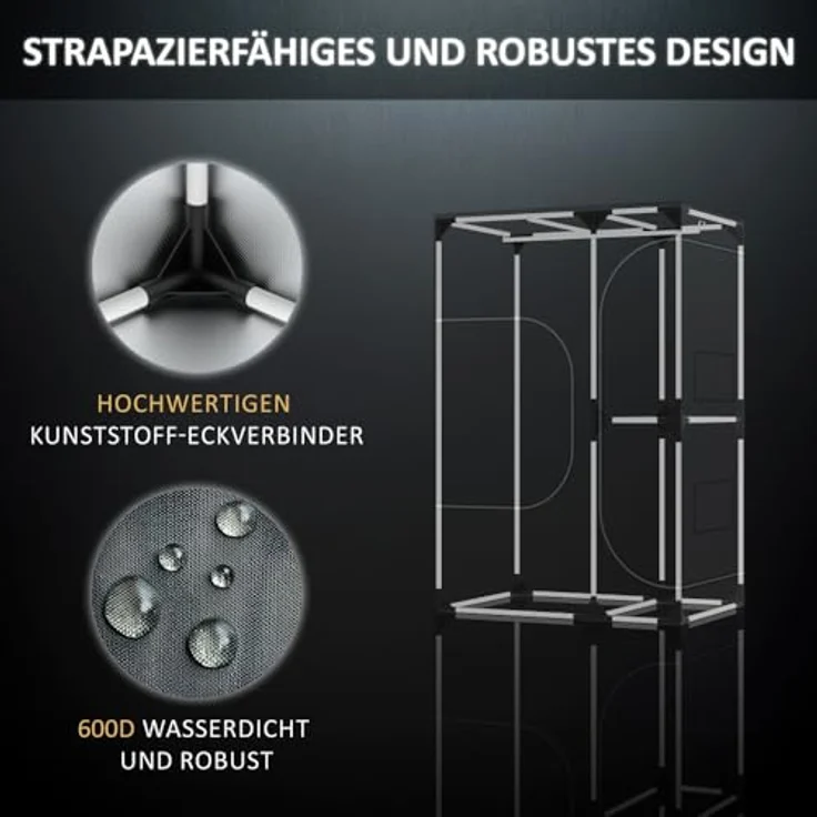 THE HOOKAH Deluxe D600 Grow Box Growzelt - 2-in-1 Modell, 150x120x200 cm, weiß – Bild 6
