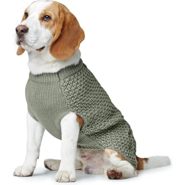HUNTER Hundepullover Malmö, Größe:30 cm, Farbe:Khaki - Modischer Strickpullover mit Zopfmuster, weich und elastisch – Bild 3