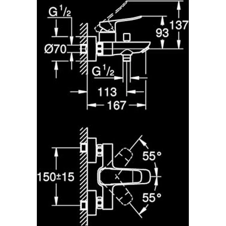 GROHE Dice, Badewannenarmatur mit automatischer Umstellung Wanne/Brause, Mischbatterie mit Rücklaufventil, mattschwarz – Bild 2