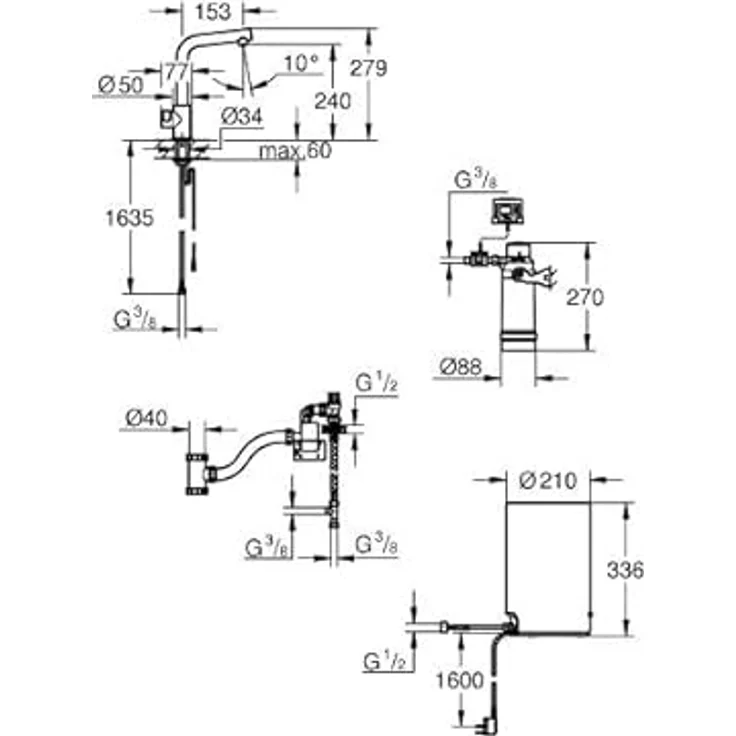 Grohe Küchenarmatur Red Mono L-Auslauf, Boiler M, mit kindersicheren Touch-Tasten für kochendes Wasser, Hochdruck, isolierter Rohrauslauf – Bild 4