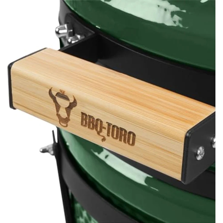 BBQ-Toro Kamado Grill Holzkohlegrill Shiro Ø 39 cm mit Thermometer, Holzgriffe | Grün | Mini Holzkohlegrill, Ceramic Grill, Keramikgrill, Grill Ei, Grill Rund Holzkohle, Keramik Grill, Kamado BBQ – Bild 4
