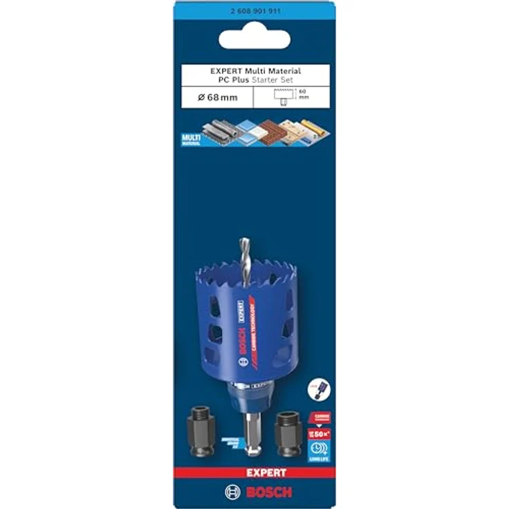 Bosch EXPERT Multi Material PC Plus Universal Lochsägenstart-Set für Holz, Metall und Ziegel, Ø 68 mm, inkl. Power Change Plus Adapter – Bild 2