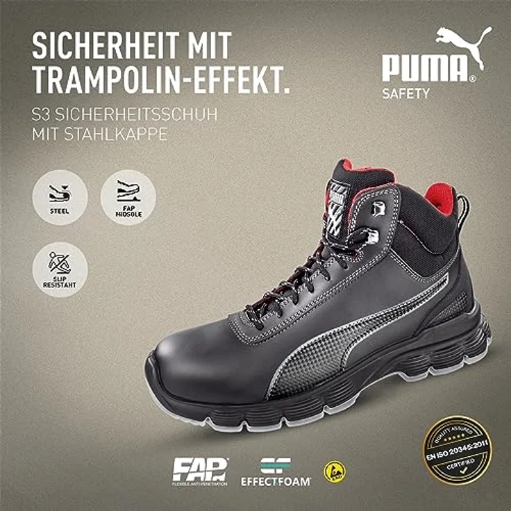 ELC Schnürstiefel Condor Black Mid, S3 Sicherheitsschuhe mit Stahlkappe und rutschfester Duo-PU-Sohle, schwarz-grau, Gr. 41 – Bild 3