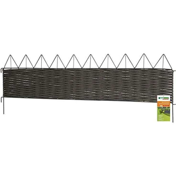 Windhager Beetumrandung PVC Rattan, Beeteinfassung in dunkler Rattan-Optik, LxH: 100x35 cm, pulverbeschichteter Metallrahmen – Bild 1