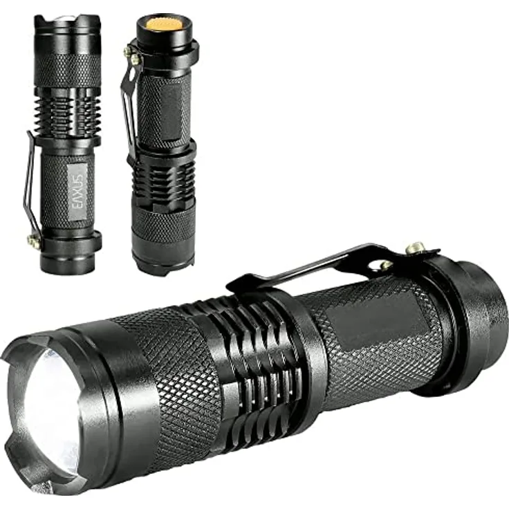 Eaxus® LED Taschenlampe Glow-X - Profi Minitaschenlampe mit Clip, extrem hell