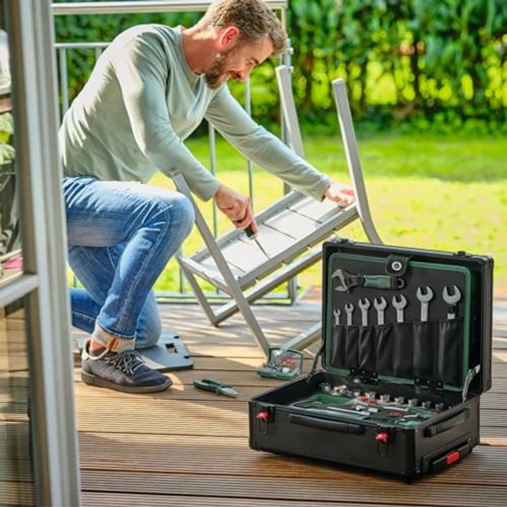 BOSCH Rollwerkzeugkoffer-Set, 119-teilig mit hochwertigen Werkzeugen und praktischem Teleskopgriff – Bild 5