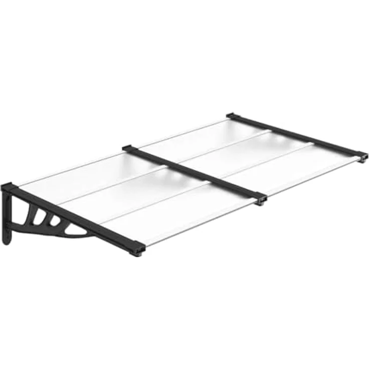 vidaXL Markise Türvordach Schwarz und Transparent 152,5x90 cm Polycarbonat (1-St) wetterfest und einfach zu montieren – Bild 1