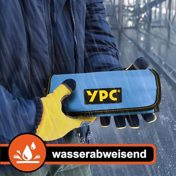 YPC VarioRoll M, Werkzeugrolltasche 36x25cm mit 2 Reißverschlusstaschen, 4 Steckfächern und 4 Schlaufen, wasserfestes Oxford 600D Polyester, leicht und kompakt – Bild 4