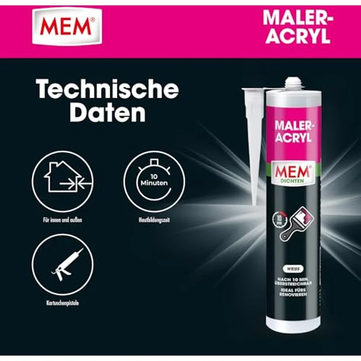 MEM Maler-Acryl weiß, 300 ml – Bild 3