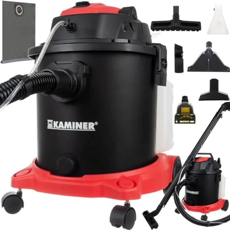 KAMINER Nass-/ Trockensauger mit Blasfunktion 3 in 1 Schwamm- und HEPA-Filter 6 Düsen Leise Leistungsstark, 23918 - Weiß