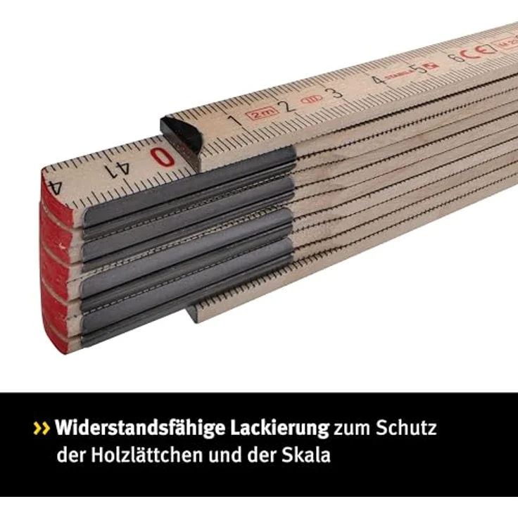 STABILA Zollstock Type 507 N, 2 m, naturfarben, metrische Skala, umschließende Gelenkplatten, Meterstab mit dünnen, hochelastischen Holzlättchen – Bild 5