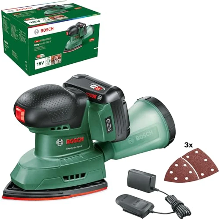 BOSCH Akku-Multischleifer EasySander 18V-8, 22000 U/min, Mit 1x Akku 2 Ah - im Karton, ergonomisches Design, Microfilter-Staubbox, Klettverschlusssystem – Bild 2
