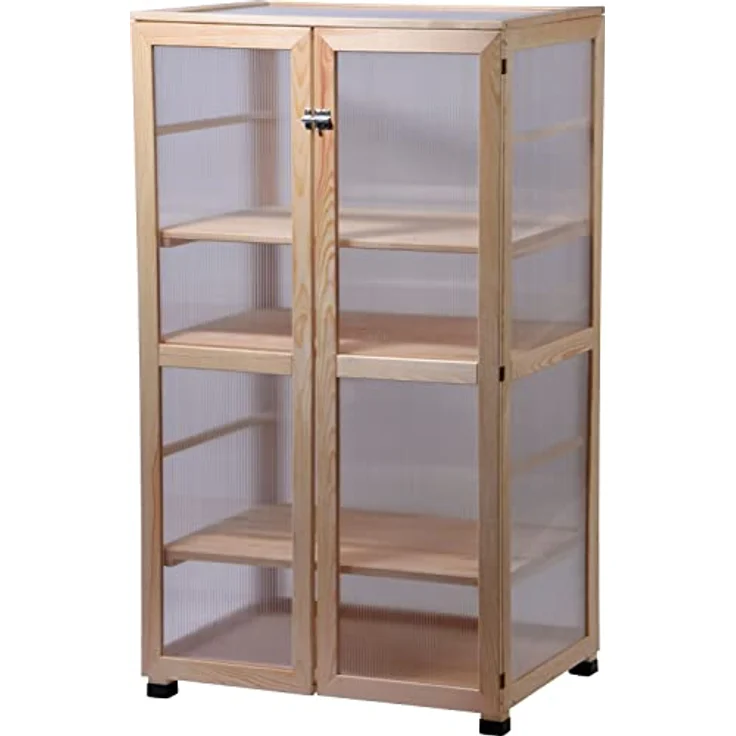 dobar® 58556FSCe Großer Anzuchtschrank Dome 0,36 m³ | Gewächshaus mit 4 Ablagen für Innen- und Außenbereich | Treibhaus Massivholz | Pflanzenhaus | 70 x 52 x 124 cm | Natur – Bild 1