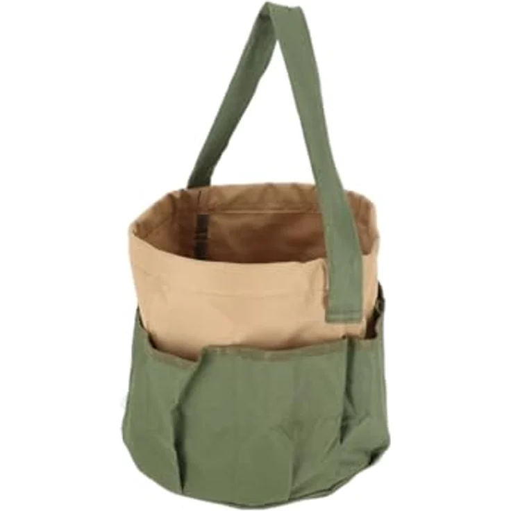 Esschert Design Gartengerätetasche, Werkzeugtasche, rund mit Seitentasche, ca. 28 cm x 28 cm x 26 cm – Bild 4