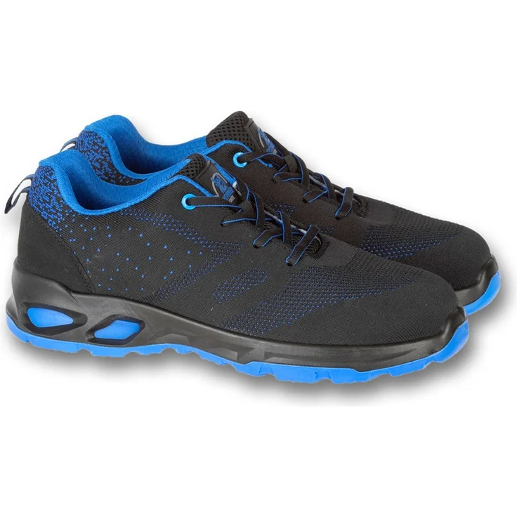 Power Safe Sicherheitshalbschuh Manuel S1P, Größe 42, schwarz/blau, mit Stahlkappe und durchtrittsicherer Zwischensohle