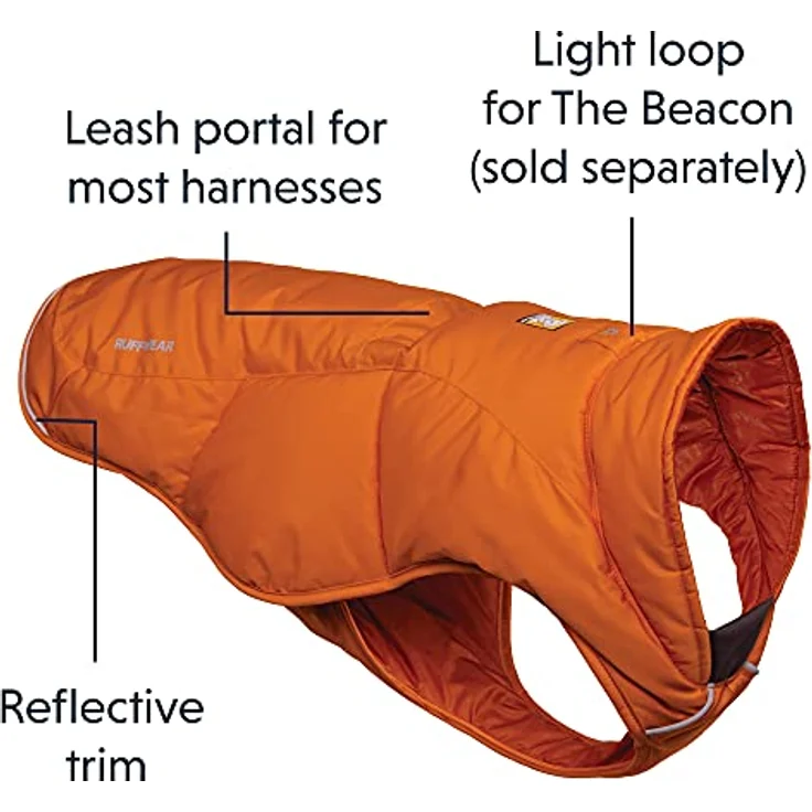 RUFFWEAR Quinzee Jacket, Verpackbarer, Isolierter Wintermantel für Hunde, Medium, Campfire Orange – Bild 5