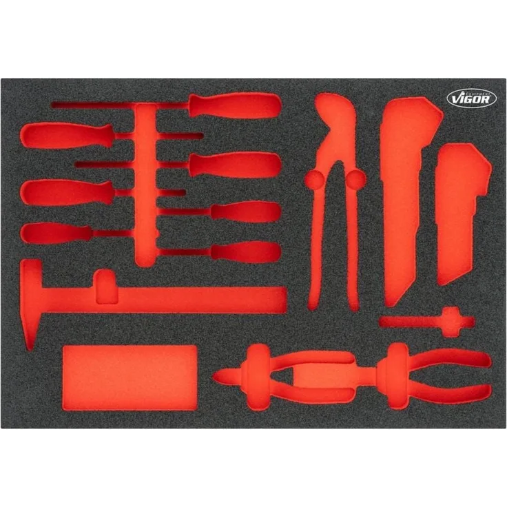 Vigor 2K Weichschaum-Einlage, leer, Schubladengröße L (563 x 393 x 35 mm), öl- und fettbeständig, leicht zu reinigen