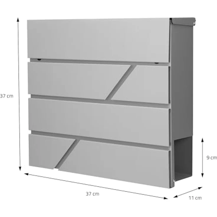 Briefkasten mit Zeitungsfach hellGrau 37x11x37 cm aus Edelstahl – Bild 7