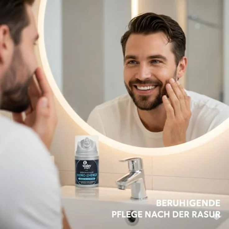Today Men Hydro Energy Gesichtsfluid, 50ml, mit Koffein & Vitamin C, für normale bis fettige Haut, feuchtigkeitsspendend und schnell einziehend – Bild 5