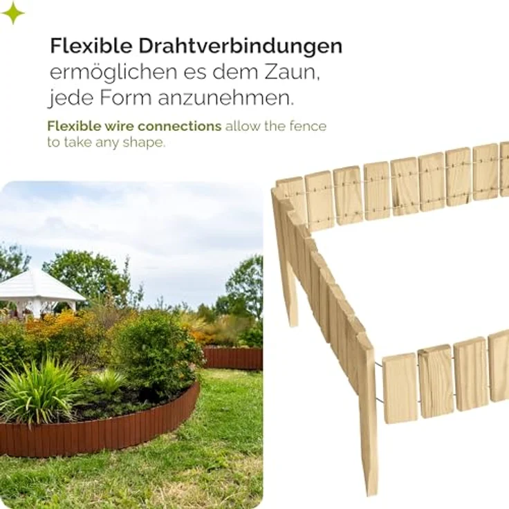 Garronda Rasenkante Beetumrandung Holz flexibel, 200cm, 20cm Höhe, natur – Bild 4