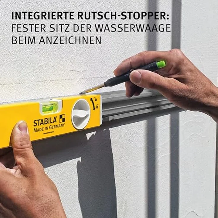 STABILA Teleskop-Wasserwaage Type 80 T, 61–103 cm mit Alu-Profil, 1 Horizontal- und 1 Vertikal-Libelle, integrierte Rutsch-Stopper - Made in Germany – Bild 3