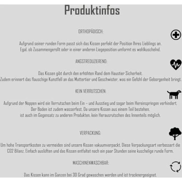 MediSafety Haustierkissen Milou Hundebett XL Braun - Besonders Flauschiges Haustiersofa Kuschelinsel rund 50-80cm – Bild 5