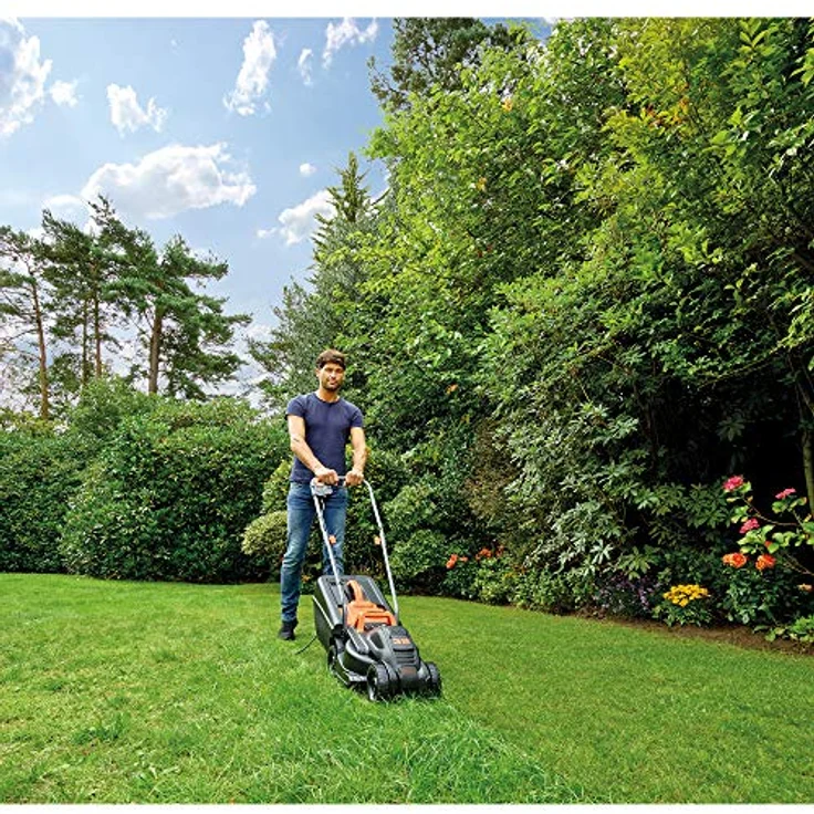Black+Decker BEMW351GL2 Elektro-Rasenmäher -trimmer-Kit - 1.000 W, 32cm Schnittbreite, 3-fach axial Schnitthöhenverstellung, 35l Grasfangbehälter, inkl. 200W Einhand-Rasentrimmer – Bild 4