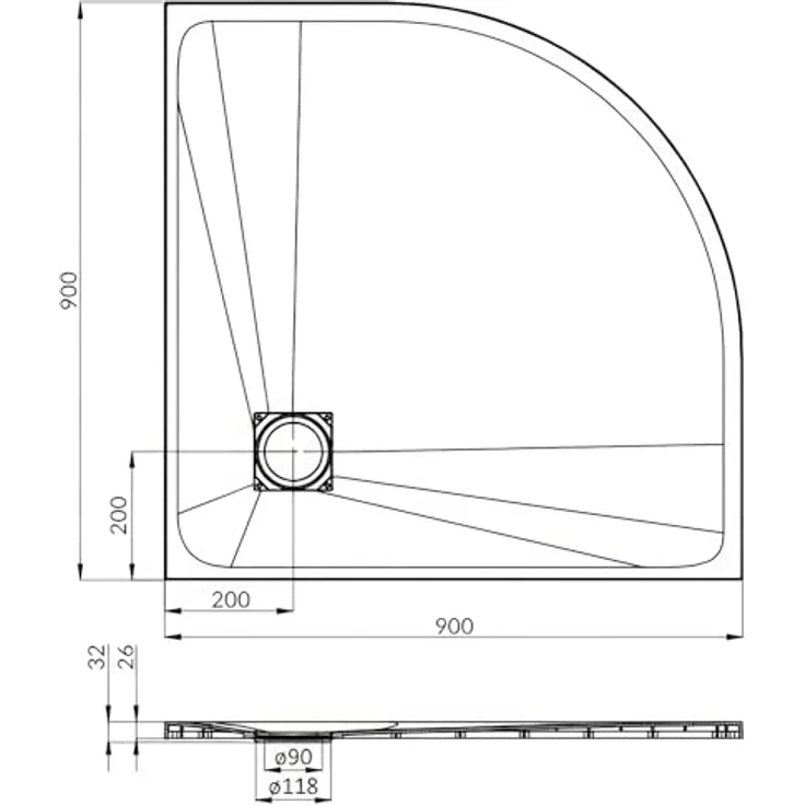 Badland Duschkabine + Duschwanne SET HELA VIDAR 90x90 cm, Halbrund, Transparentes Gehärtetes Nano Glas 6 mm, Weiß Steinoptik, inkl. Siphon und Montagezubehör – Bild 9