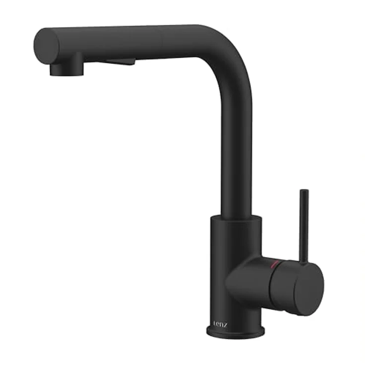 Lenz Küchenarmatur OLINA FLEX, extra hohe Schwarz-matt Armatur mit flexibler Brause, Easy-Weight-System und Cold-Start-Funktion – Bild 1