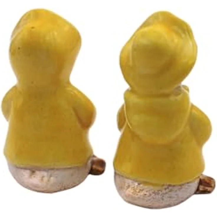 Dekohelden24 2er Set Dekofiguren, Gartendeko Regenenten in Gelb mit Regenmantel und Mütze, Gartenfigur L/B/H 5 x 5 x 8 cm – Bild 5
