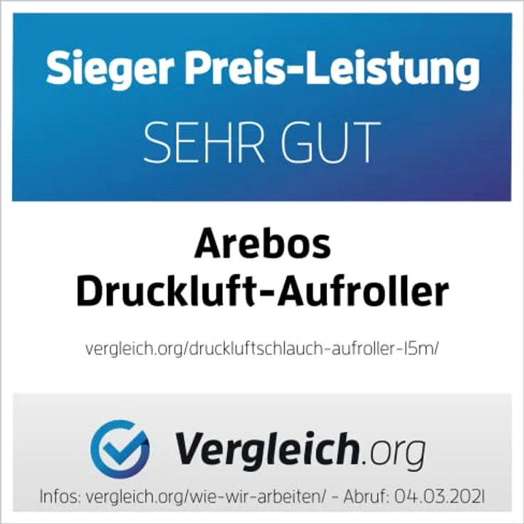 Arebos Automatischer Druckluftschlauch-Aufroller, 10 m, 180° schwenkbar, inkl. Wandhalterung, Rot – Bild 7
