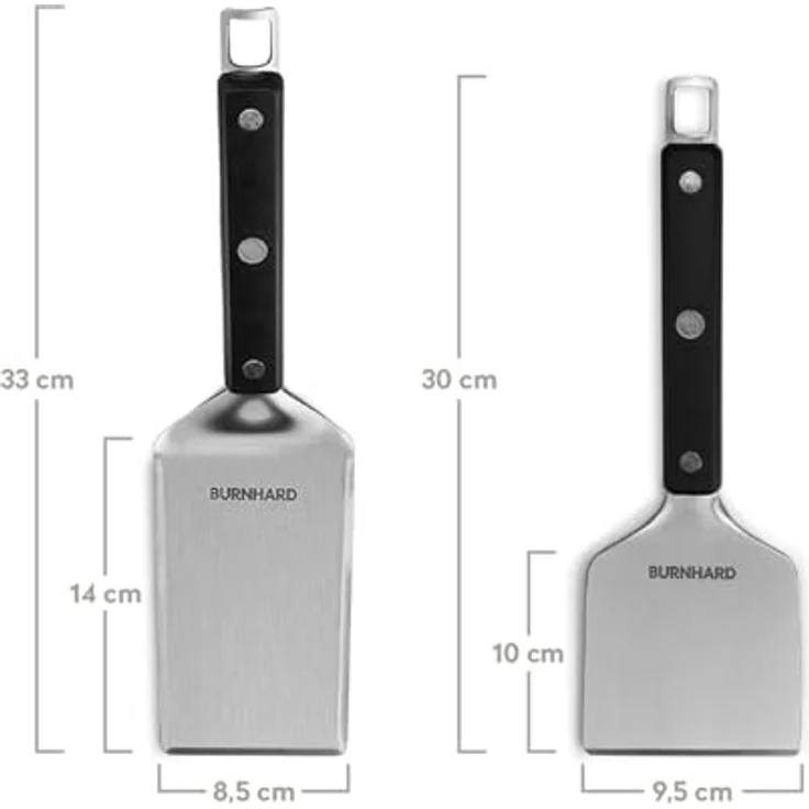BURNHARD Edelstahl Grillplatte Earl, 42,5 x 39,6 cm Plancha Set mit 2-tlg. Grillspachtel und Grillschaber – Bild 2
