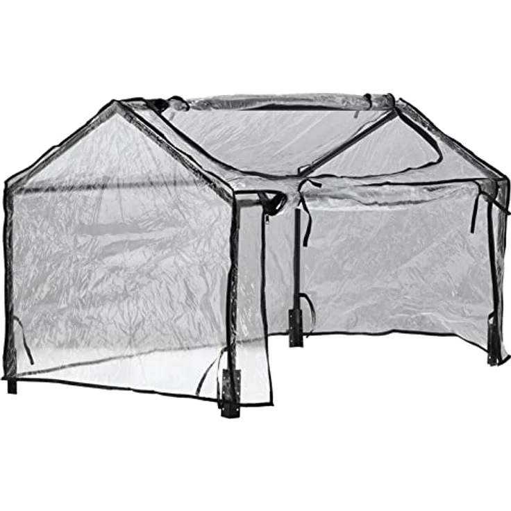 ECI PVC Gewächshaus 120x80x60 cm Paletten Foliengewächshaus Treibhaus Anzucht, schwarzes Metallgestell, UV-beständige Polyethylen-Folie – Bild 3